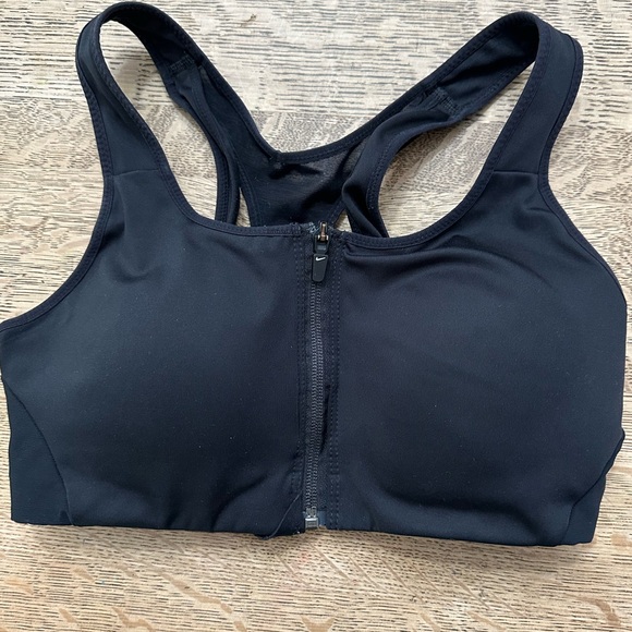 (3) THREE Nike DRI-Fit Shape Support Zip Front Padded Sports Bra Black medium - Picture 3 of 16